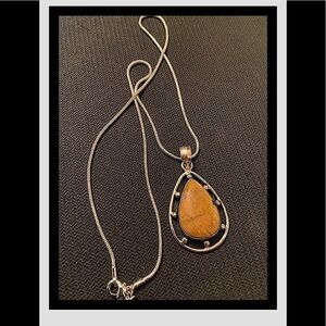 Women’s Beautiful Genuine Fossil Coral Pendant on Sterling Silver Necklace